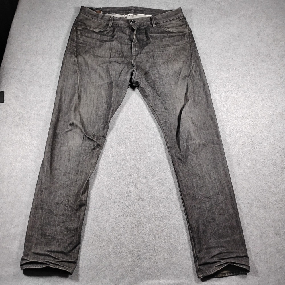 Matias Denim Men's Black Lunado Slim Straight Selvedge Hand Tailored Jeans 36